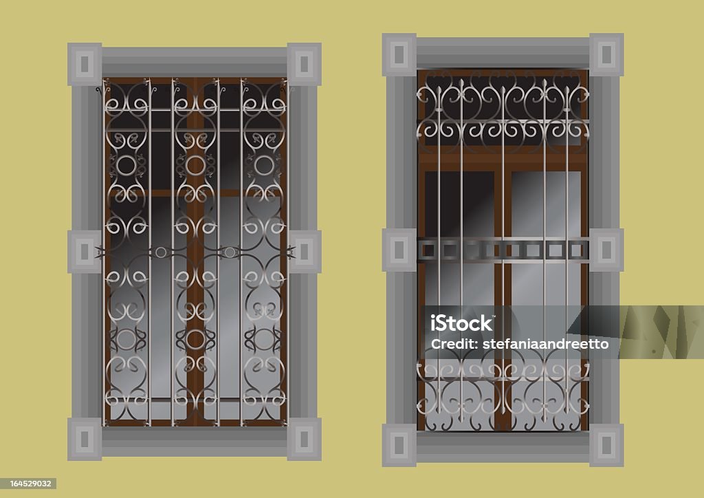 Wrought Iron Railings sketch of the windows Architecture stock vector