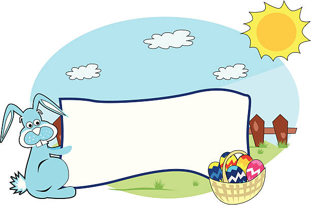 Szczęśliwy Easter Bunny wiadomość – artystyczna grafika wektorowa
