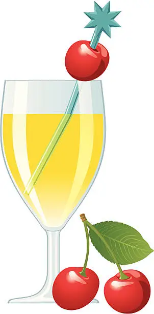 Vector illustration of Prosecco cocktail in glass