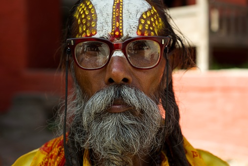 Kathmandu, Nepal - March 2, 2012: Portrait of a Sadhu