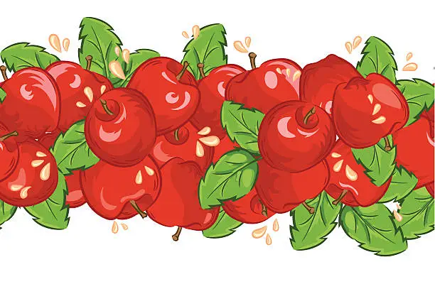Vector illustration of Repeating Apples And Juice Banner