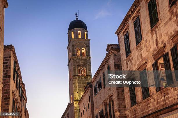 Bell Tower At Night In The City Of Dubrovnik Croatia Stock Photo - Download Image Now