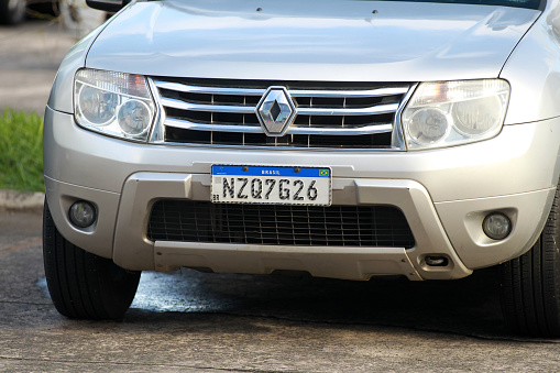 Oloron-Sainte-Marie, France - 25 March, 2024: A BMW iX electric car in a parking lot