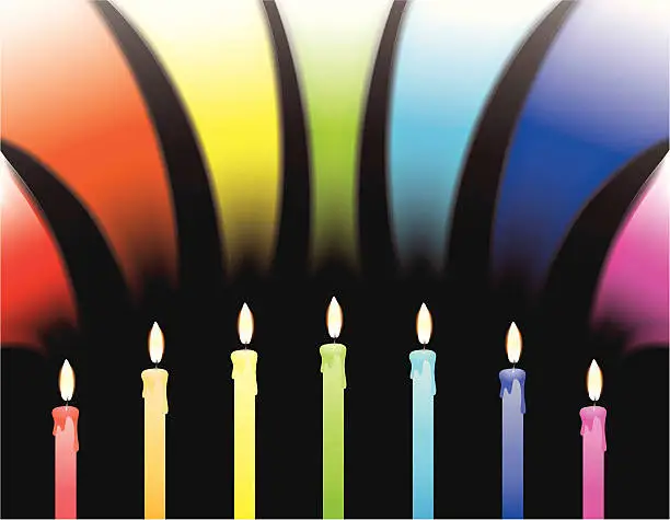 Vector illustration of Viivid rainbow from candles