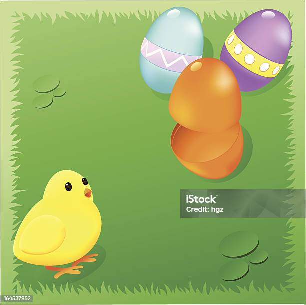 Uova Di Pasqua Con Un Bambino Chick - Immagini vettoriali stock e altre immagini di Animale - Animale, Aperto, Aprire