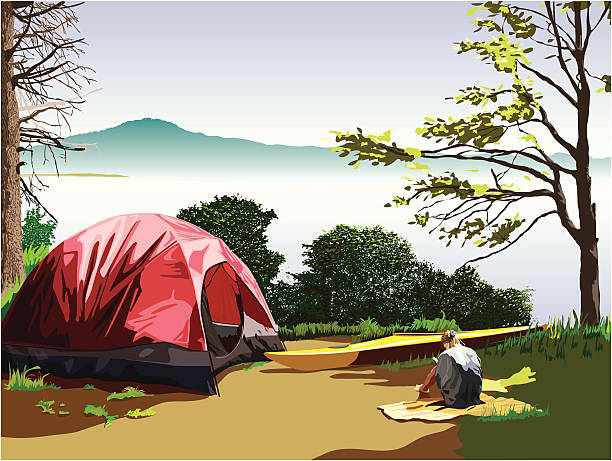 Camping au lac mousse - Illustration vectorielle