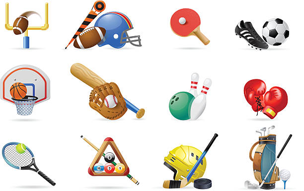 спортивные иконки - tennis tennis ball sphere ball stock illustrations