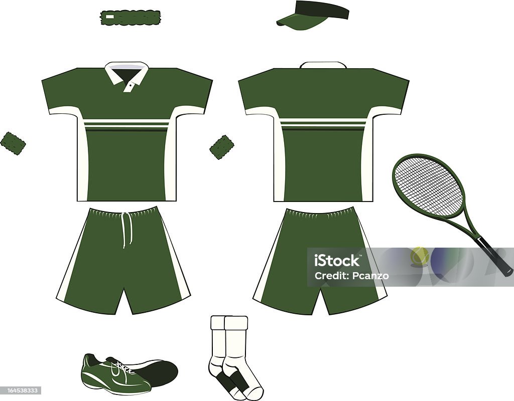 Verde e bianco Attrezzatura per il Tennis - arte vettoriale royalty-free di Abbigliamento casual