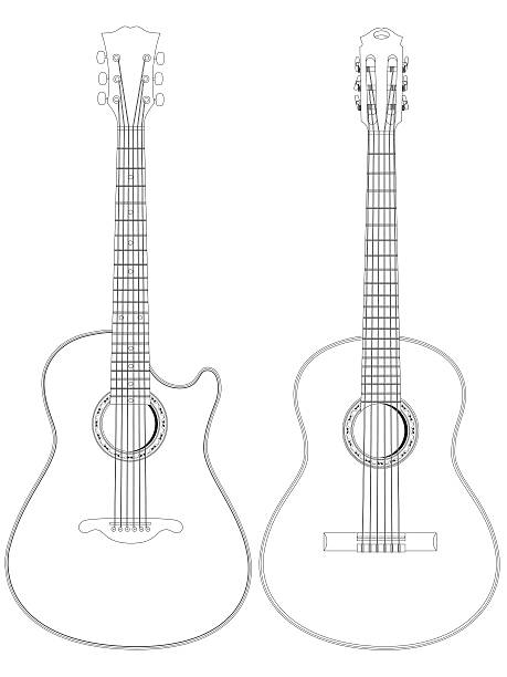istock A black and white line drawing of two acoustic guitars 164538641