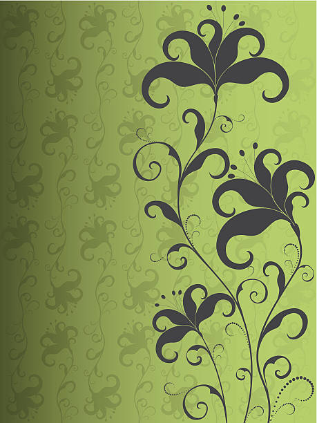 Fleur fond vert et noir - Illustration vectorielle