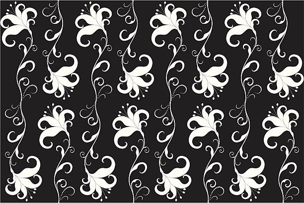 Noir et blanc motif floral - Illustration vectorielle