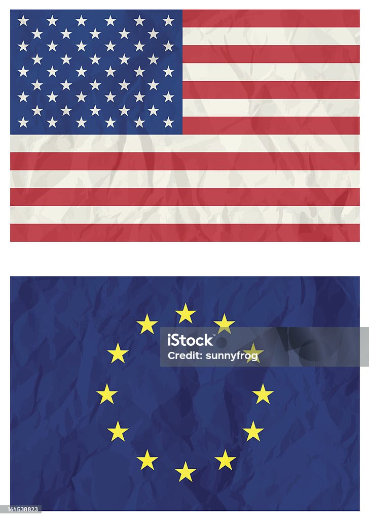 USA und Europa-Flagge - Lizenzfrei 4. Juli Vektorgrafik