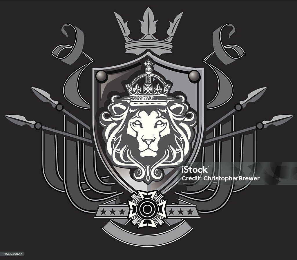 Lion Flag Crest Heraldic crest featuring the lion of Judah, with flags medals and crowns. Design is organized into layers. Haile Selassie stock vector