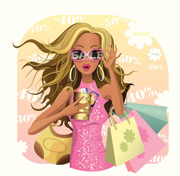 распродажа - earring customer retail shopping stock illustrations