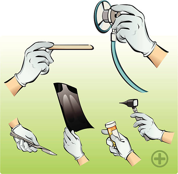 illustrations, cliparts, dessins animés et icônes de docteur mains et des instruments médicaux - surgical glove human hand holding capsule