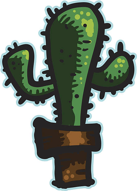 Cartoon Potted Green Cactus Cartoon-style vector illustration of a green cactus plant. This file is well-organized and labeled, so all colors and graphic elements can be edited easily. phoenix arizona sun stock illustrations