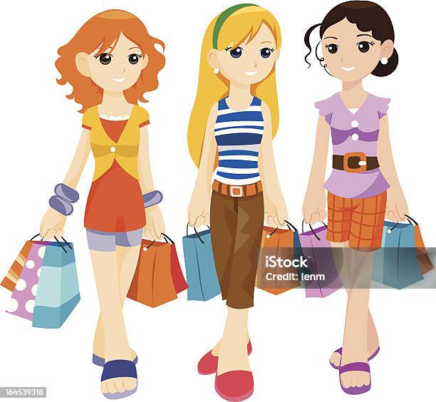 쇼핑 여자의 우정에 대한 스톡 벡터 아트 및 기타 이미지 - 여자의 우정, 십대 소녀, 사춘기 이전 어린이