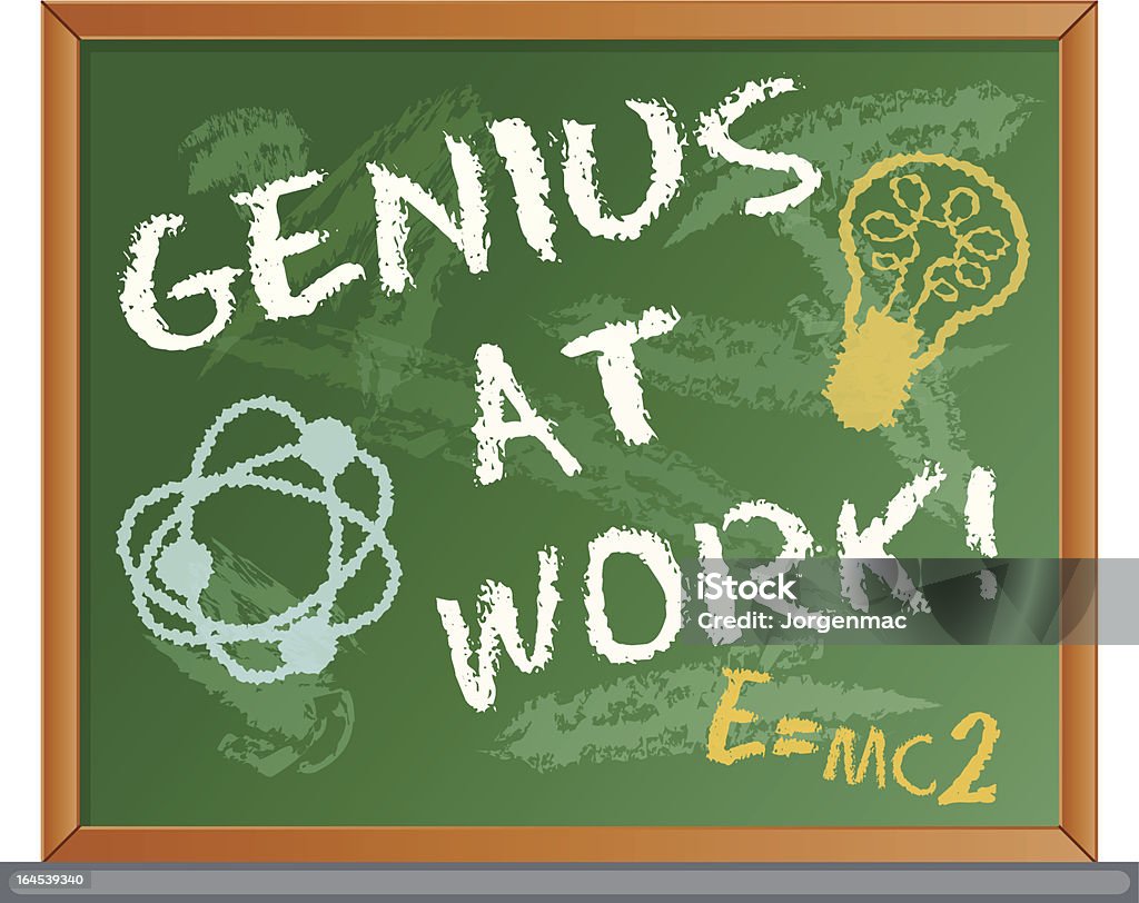 Genius at Work EPS10 File. Transparencies are used in this Vector illustration of a chalkboard with a Genius at Work message written in chalk. Hi-res Jpeg, PNG and PDF files included. Cartoon stock vector