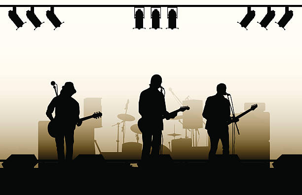 Musicians with guitars vector art illustration