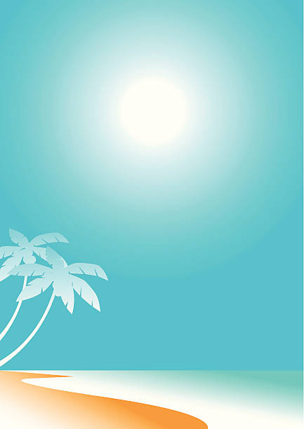 Tropical island vector art illustration