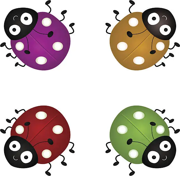 Vector illustration of Colorful Lady Bugs