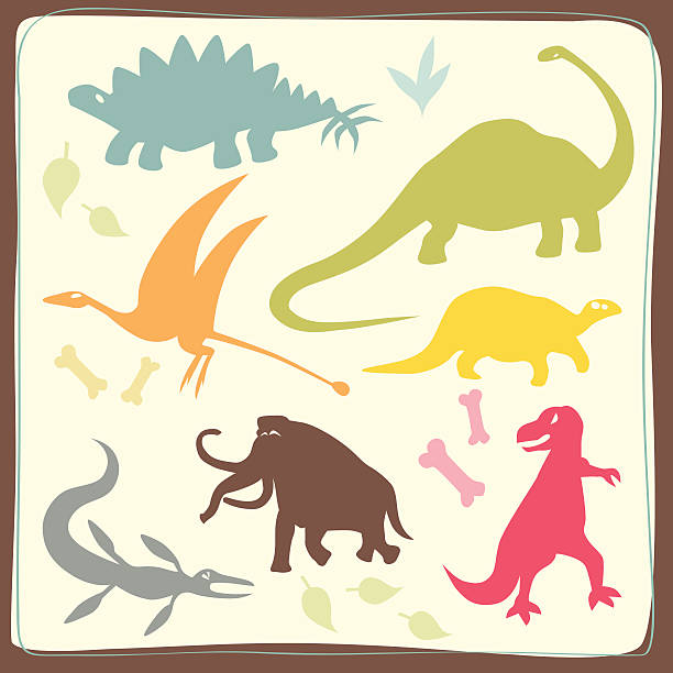 Dinosaurs' Coloured Set vector art illustration