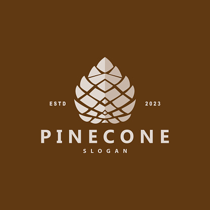 Pinecone Logo, Simple Minimalist Design Pine Tree Plant Template Vector Illustration