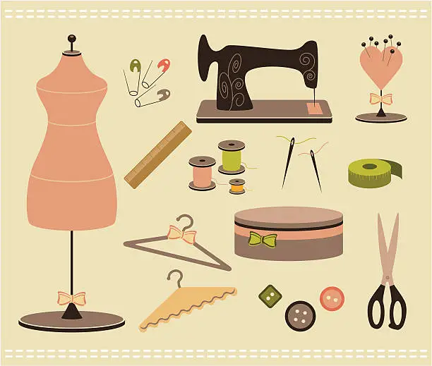 Vector illustration of Sewing accessories