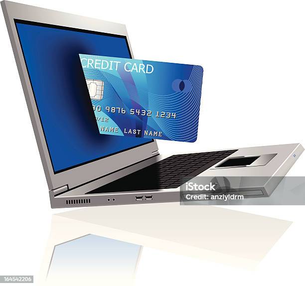 신용 카드 발행 대상쪽으로 노트북을 0명에 대한 스톡 벡터 아트 및 기타 이미지 - 0명, LCD, 가계