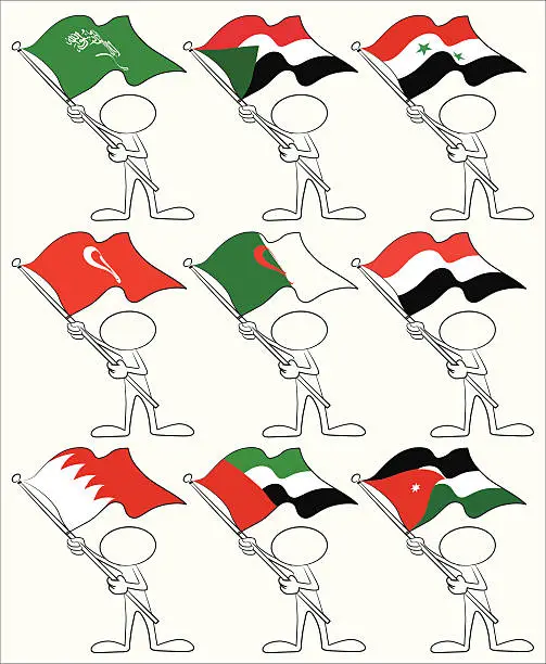 Vector illustration of Arabic flags