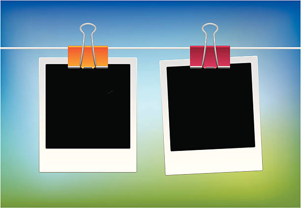 写真、洗濯物干しライン - polaroid frame点のイラスト素材／クリップアート素材／マンガ素材／アイコン素材