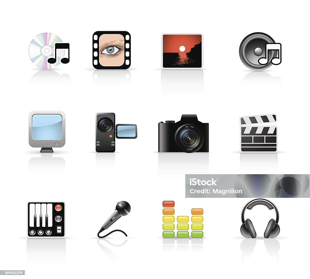 Multimedia Collection Graphics Multimedia Set Stock Illustration - Download Image Now - Bar Graph ...
