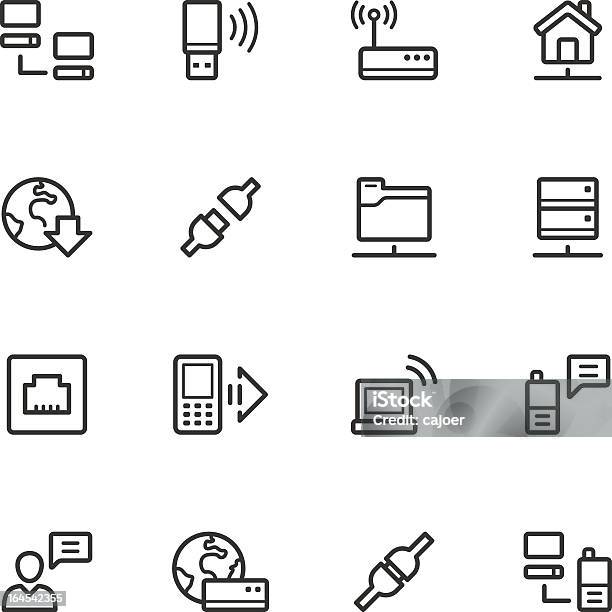 Ilustración de Iconos De Comunicación y más Vectores Libres de Derechos de Cable de ordenador - Cable de ordenador, Comunicación, Comunicación global