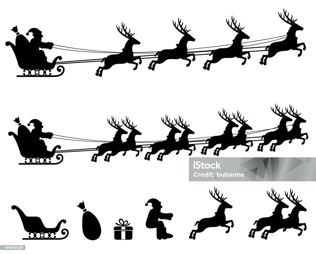 Make your own Santa Sleigh black & white icon set. Make your own Santa Sleigh black & white set Animal Sleigh stock vector