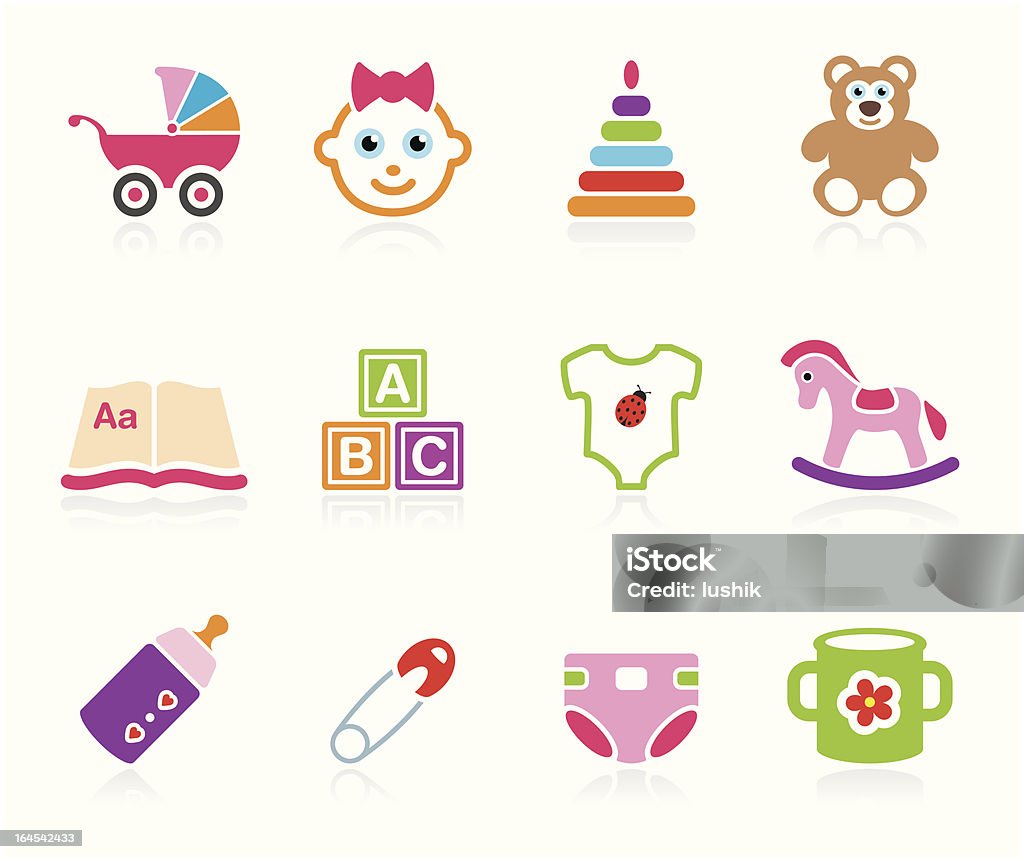 Babies icon - Girls Set of baby icons for baby girls. Transparent PNG version included. Baby - Human Age stock vector