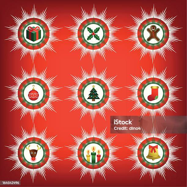 Icone Di Natale - Immagini vettoriali stock e altre immagini di A forma di stella - A forma di stella, Agrifoglio, Albero