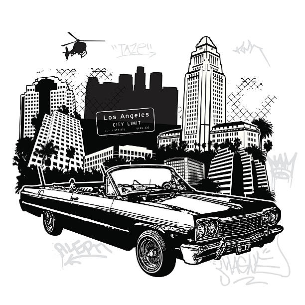 illustrazioni stock, clip art, cartoni animati e icone di tendenza di quelli per il mio homies - city of los angeles illustrations