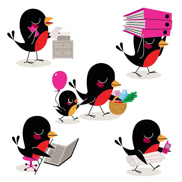 Vector illustration of Busy Bird