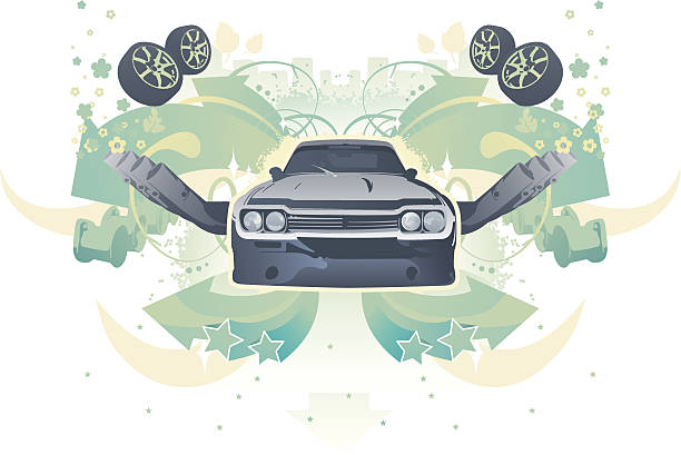 Funky Racing Car vector art illustration