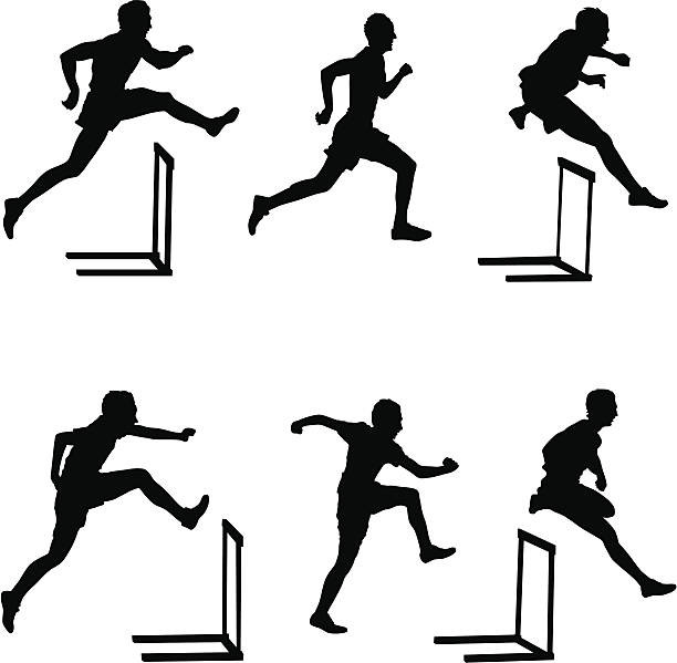 ilustrações, clipart, desenhos animados e ícones de hurdlers - hurdling hurdle vector silhouette