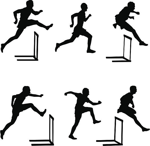барьеристы - hurdle the olympic games hurdling athlete stock illustrations