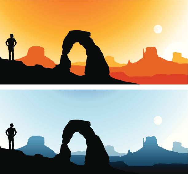 illustrazioni stock, clip art, cartoni animati e icone di tendenza di southwest paesaggi - arches national park illustrations