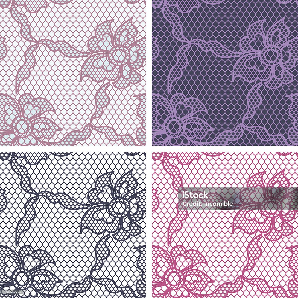 Conjunto de padrões de renda sem costura abstrata com flores. - Vetor de Abstrato royalty-free