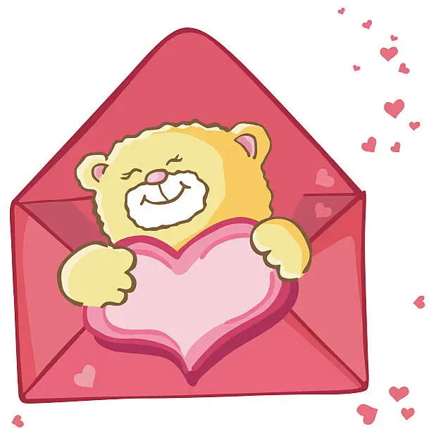 Vector illustration of Love letter via cutie bear