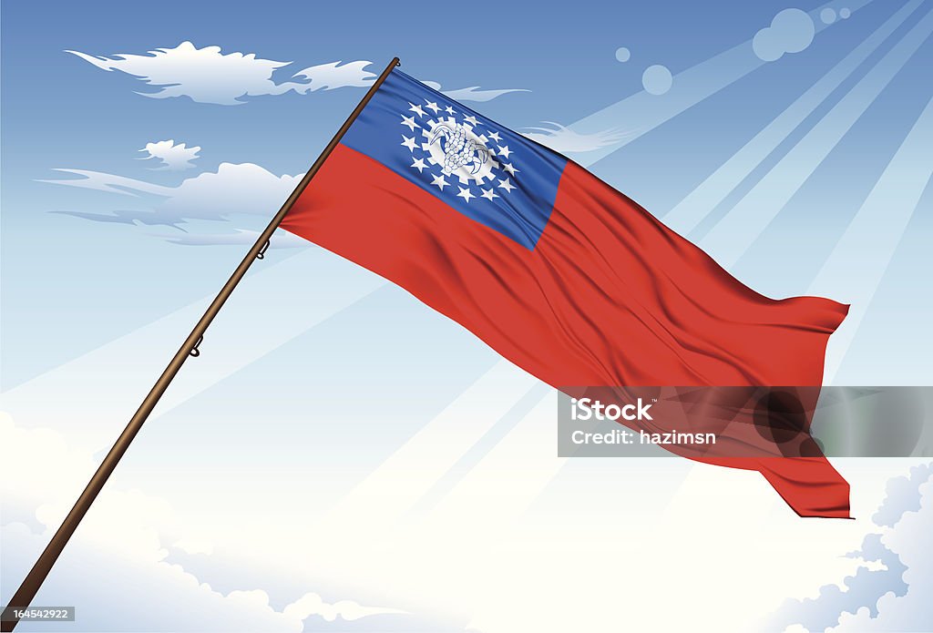 Bandeira de Myanmar - Royalty-free Azul arte vetorial