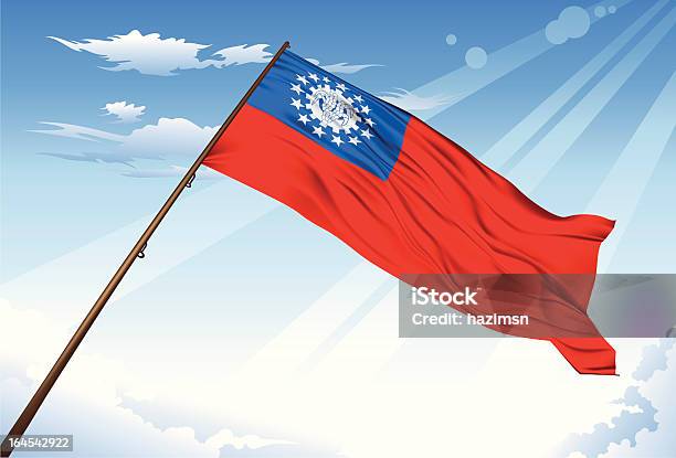 Bandeira De Myanmar - Arte vetorial de stock e mais imagens de Azul - Azul, Bandeira, Destino de Viagem