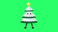 istock Animation cartoon christmas tree on green background. 1645431473