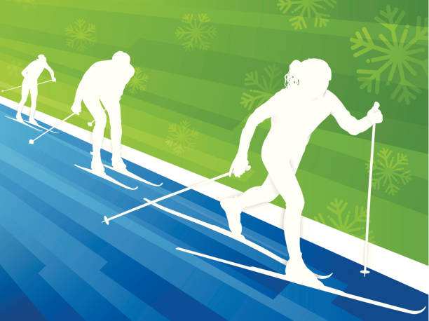 skifahren im hintergrund - skiing ski winter sport freestyle skiing stock-grafiken, -clipart, -cartoons und -symbole