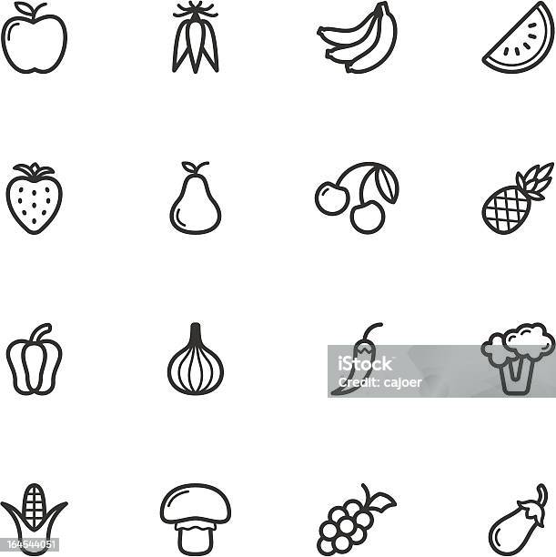 Obst Und Gemüseicons Stock Vektor Art und mehr Bilder von Icon - Icon, Ananas, Chili-Schote