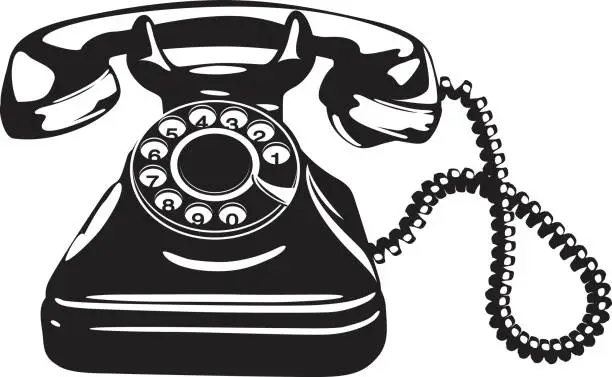 Vector illustration of Close up of a vintage style telephone